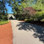 Decorative mulch landscaping project improving front yard appearance